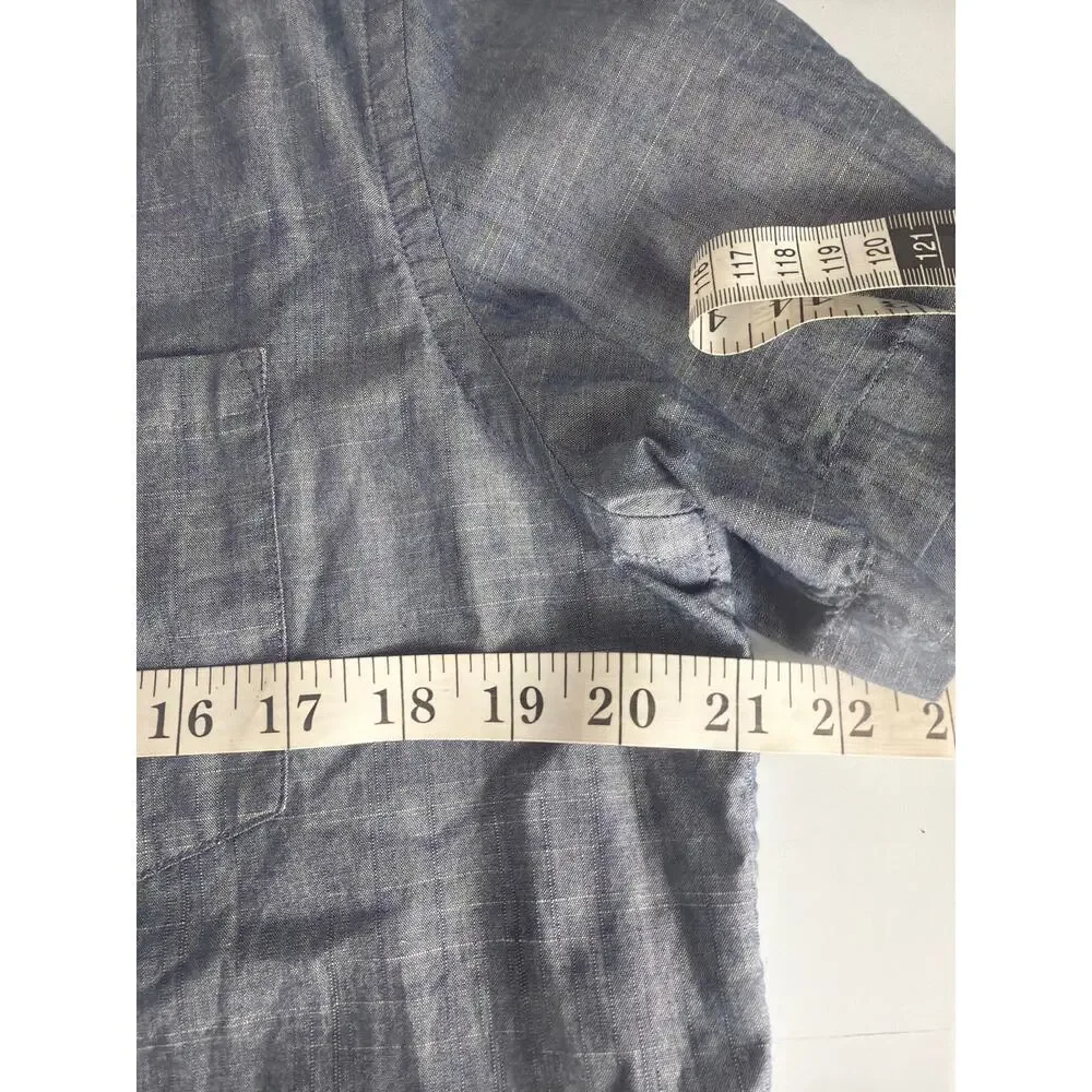 Banana Republic Shirt Men Medium Blue Soft Wash Slim Fit Short Sleeve Button Dow